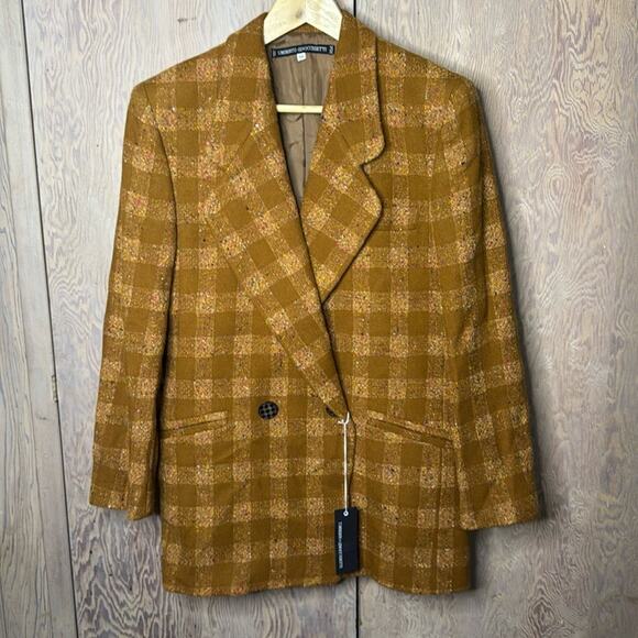 Umberto Ginocchietti Jackets & Blazers - NWT Vintage Umberto Ginocchietti Light Brown Plaid Double Breasted Blazer EU 38